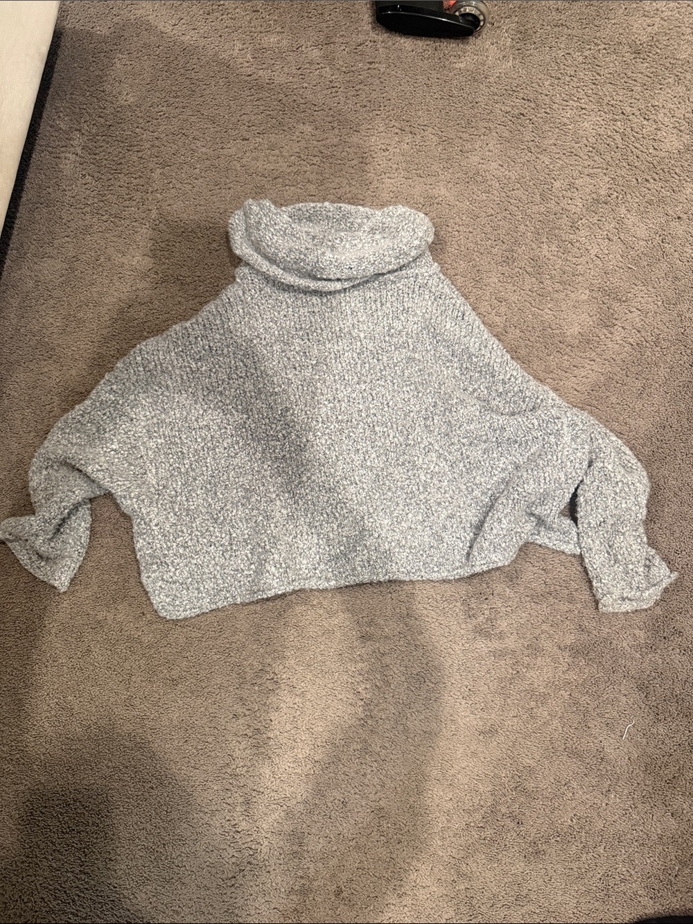 Free People Heather Gray Cropped Turtleneck Sweater
